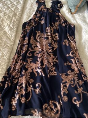 Women’s Navy Dress with Rose Gold Embroidery - Brand Unspecified